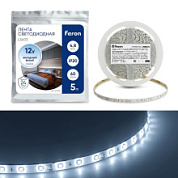 картинка Cветодиодная LED лента LS603, 60SMD (2835)/м 4.8Вт/ IP20 12V 6500К 27603 Feron от интернет-магазина К1-СТРОЙ