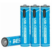 картинка Батарейка аккумуляторная ААА Type-C 1,5v. 660мАч 4шт BESTON от интернет-магазина К1-СТРОЙ