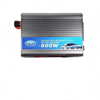 картинка Автомобильный инвертор преобразователь 500Вт от 12В до 220В ONS от интернет-магазина К1-СТРОЙ