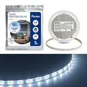 картинка Cветодиодная LED лента LS604, 60SMD (2835)/м 4.8Вт/м IP65 12V 6500К 27638 Feron от интернет-магазина К1-СТРОЙ