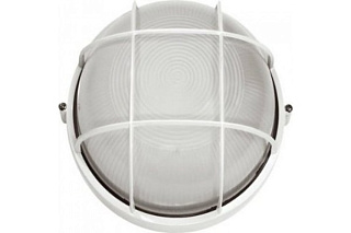 картинка Влагозащищенный светильник белый круг 100Вт IP54 с решеткой от интернет-магазина К1-СТРОЙ