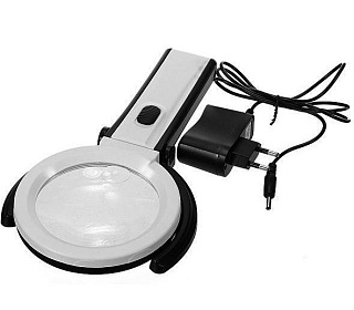 картинка Лупа настольная складная с подсветкой 2x/5x-120мм 10 LED MG3B-1C от интернет-магазина К1-СТРОЙ