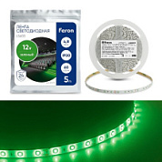картинка Cветодиодная LED лента LS603, 60SMD(2835)/м 4.8Вт/м IP20 12V зеленый 27671 Feron от интернет-магазина К1-СТРОЙ