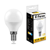 картинка Лампа светодиодная шар 5W 230V E14 2700K LB-38 25402 Feron от интернет-магазина К1-СТРОЙ
