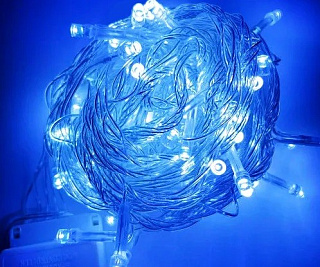 картинка Светодиодная гирлянда 200 ламп 9м синий, провод прозрачный от интернет-магазина К1-СТРОЙ