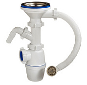 картинка Сифон бутылочный 3 1/2"х40 мм с круглым переливом, одним отводом и гибкой трубой 40-40/50 А-5011 ОРИО от интернет-магазина К1-СТРОЙ