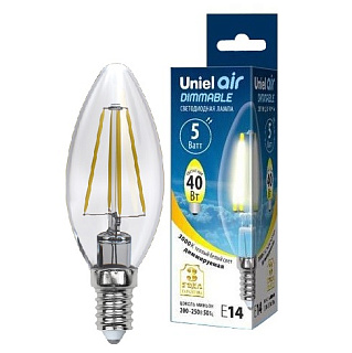 картинка Лампа светодиодная диммируемая свеча LED-C35-5W-E14 4000K UNIEL от интернет-магазина К1-СТРОЙ