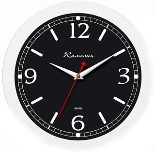 картинка Часы настенные черный в белом 4231 КАМЕЛИЯ от интернет-магазина К1-СТРОЙ