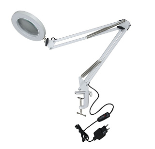 картинка Светильник настольный TLD-568 White LED 300Lm 2700-5500K Dimmer х5 c 5-ти кратным увеличительным стеклом Uniel от интернет-магазина К1-СТРОЙ