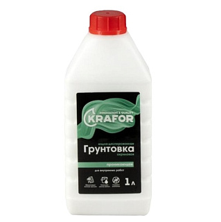 картинка Грунтовка проникающая водно-дисперсионная акриловая 1л Krafor от интернет-магазина К1-СТРОЙ