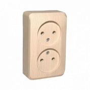 картинка Розетка 2-ая без заземления накладная сосна Этюд Schneider Electric от интернет-магазина К1-СТРОЙ