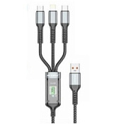 картинка Кабель USB 3 в 1 Micro-usb+Type-c+iOS 1,2 м чёрный CA-307 RECRSI от интернет-магазина К1-СТРОЙ