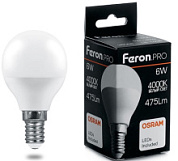 картинка Лампа светодиодная LB-1406 Шарик E14 6W 4000K, 38066 Feron.PRO+ Osram от интернет-магазина К1-СТРОЙ
