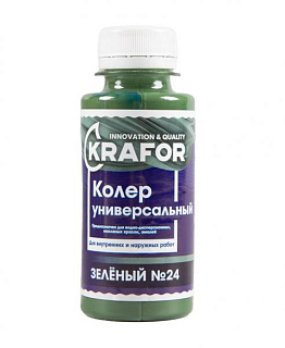 картинка Колер универсальный №24 зеленый 100 мл Krafor от интернет-магазина К1-СТРОЙ