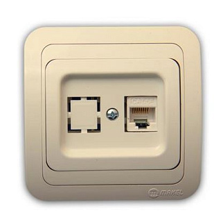 картинка Компьютерная розетка Makel Mimoza RJ45 Cat 5e, кремовая от интернет-магазина К1-СТРОЙ