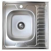 картинка Накладная мойка нержавеющая сталь AISI 201, 600x600 мм, 0.4 мм, левая, без сифона, 1 1/2" V-203 023-5444 от интернет-магазина К1-СТРОЙ