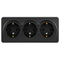 Розетка тройная с заземлением 3х2P+E Schuko, IP20, 16A-250В, ОУ, антрацит 11-2208-05 ЭРА Эксперт