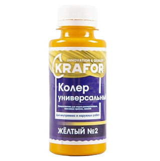 картинка Колер универсальный №2 желтый 100 мл Krafor от интернет-магазина К1-СТРОЙ