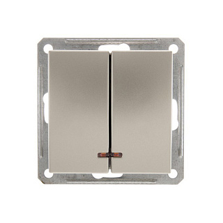 картинка Выключатель 2-клавишный с подсветкой шампань Wessen 59 Schneider Electric от интернет-магазина К1-СТРОЙ