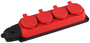 картинка Колодка K-4e-RED-IP44 каучуковая с заземлением 4 розетки 16A IP44 красная ЭРА от интернет-магазина К1-СТРОЙ
