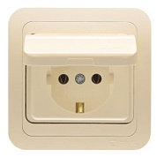 картинка Розетка с крышкой и заземлением крем Makel Mimoza  от интернет-магазина К1-СТРОЙ