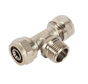 картинка Тройник наружная резьба 16 х 1/2" мм никелированная латунь Valtec от интернет-магазина К1-СТРОЙ