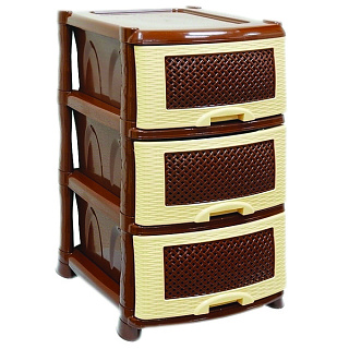 картинка Комод 3-х секционный бежевый, коричневый, "ПЛЕТЕНКА" (1) ВИОЛЕТ от интернет-магазина К1-СТРОЙ