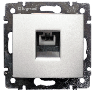картинка Розетка телефонная RJ11 алюминий 770138 Legrand Valena от интернет-магазина К1-СТРОЙ