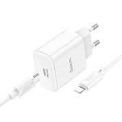 картинка Сетевое зарядное устройство C76A Pro Majestic 1xUSB-C с кабелем Type-C - Lightning, 30W, белый HOCO от интернет-магазина К1-СТРОЙ