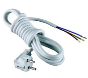 картинка Шнур с вилкой ПВС 3*1.5 с заземлением 1.5м 16А белый Электро от интернет-магазина К1-СТРОЙ