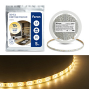 картинка Cветодиодная LED лента LS604, 60SMD(2835)/м 4.8Вт/м IP65 12V 3000К 27640 Feron от интернет-магазина К1-СТРОЙ