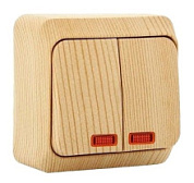 картинка Выключатель 2-клавишный с подсветкой сосна Этюд Schneider Electric от интернет-магазина К1-СТРОЙ