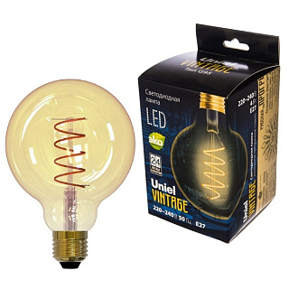 картинка Лампа светодиодная Uniel Vintage LED-G95 E27 4W золотистая колба тёплый свет от интернет-магазина К1-СТРОЙ