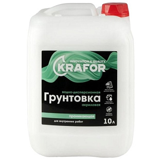картинка Грунтовка проникающая водно-дисперсионная акриловая 10л Krafor от интернет-магазина К1-СТРОЙ