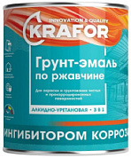 картинка Грунт-эмаль по ржавчине черная 1 кг Krafor от интернет-магазина К1-СТРОЙ
