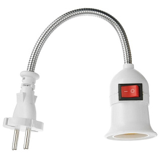 картинка Переходник вилка-патрон E27 гибкий 200мм c выключателем Электро от интернет-магазина К1-СТРОЙ