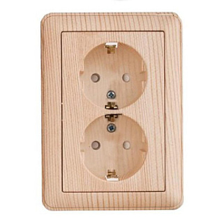картинка Розетка 2-ая без заземления сосна Wessen 59 от интернет-магазина К1-СТРОЙ