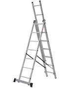 картинка Лестница трехсекционная алюминиевая 186/288/393 см 8,1 кг 3x7 Высота от интернет-магазина К1-СТРОЙ