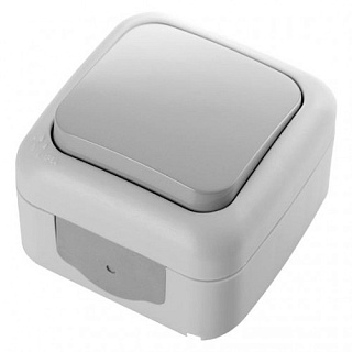 картинка Выключатель 1-клавишный наружный серый IP54 Viko Palmiye от интернет-магазина К1-СТРОЙ