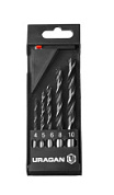 картинка Набор сверл спиральных по дереву М-образная заточка, 5шт (d=4-10мм) сталь 45 29419-H5 URAGAN от интернет-магазина К1-СТРОЙ