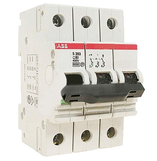 картинка Автоматический выключатель 3-полюсный S283C 3P C 80A 6kA ABB от интернет-магазина К1-СТРОЙ