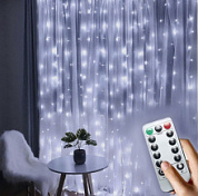 картинка Гирлянда шторы холодный с пультом 2х2м прозрачный шнур от интернет-магазина К1-СТРОЙ