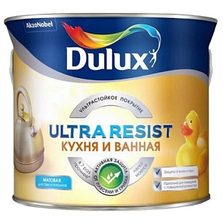 картинка Краска для кухни и ванной латексная матовая база BW 1л Ultra Resist DULUX от интернет-магазина К1-СТРОЙ