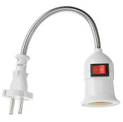 картинка Переходник вилка-патрон E27 гибкий 200мм c выключателем Электро от интернет-магазина К1-СТРОЙ