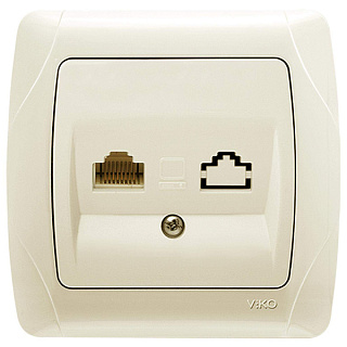 картинка Розетка компьютерная 1XRJ45 CAT5E крем Viko Carmen от интернет-магазина К1-СТРОЙ