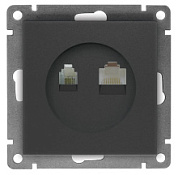 картинка Компьютерная+телефонная розетка серия "Афина", с/у, 1а, RJ45, RJ12, графит еврослот А0052-Gr UNIVersal от интернет-магазина К1-СТРОЙ