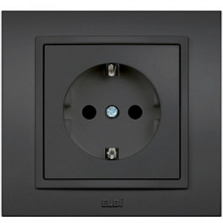 картинка Розетка с заземлением черный Elbi от интернет-магазина К1-СТРОЙ