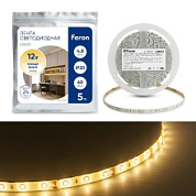 картинка Cветодиодная LED лента LS603, 60SMD(2835)/м 4.8Вт/м IP20 12V 3000К 27597 Feron от интернет-магазина К1-СТРОЙ