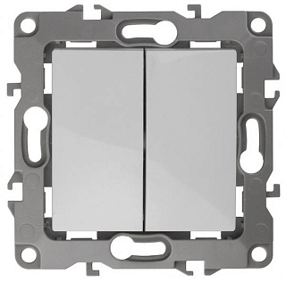 картинка Выключатель 2-клавишный 12-1104-01 белый ЭРА от интернет-магазина К1-СТРОЙ