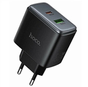 картинка Сетевое зарядное устройство PD 45W+QC3.0 / Type-C USB-C+USB черное C158A HOCO от интернет-магазина К1-СТРОЙ
